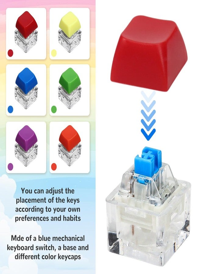 DEARIDAP 6 PCS Keyboard Fidget, Keyboard Clicker Keychain, Push Bubble Sensory Fidget for Adults to Relief Pass Time (Red, Blue, Purple, Green, Orange, Yellow) - Image 4